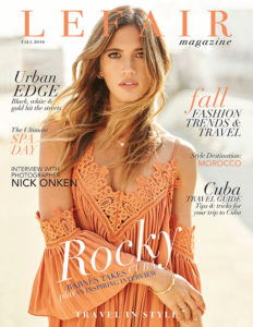 Rocky Barnes Interview orange dress Lefair Magazine Cover 2016