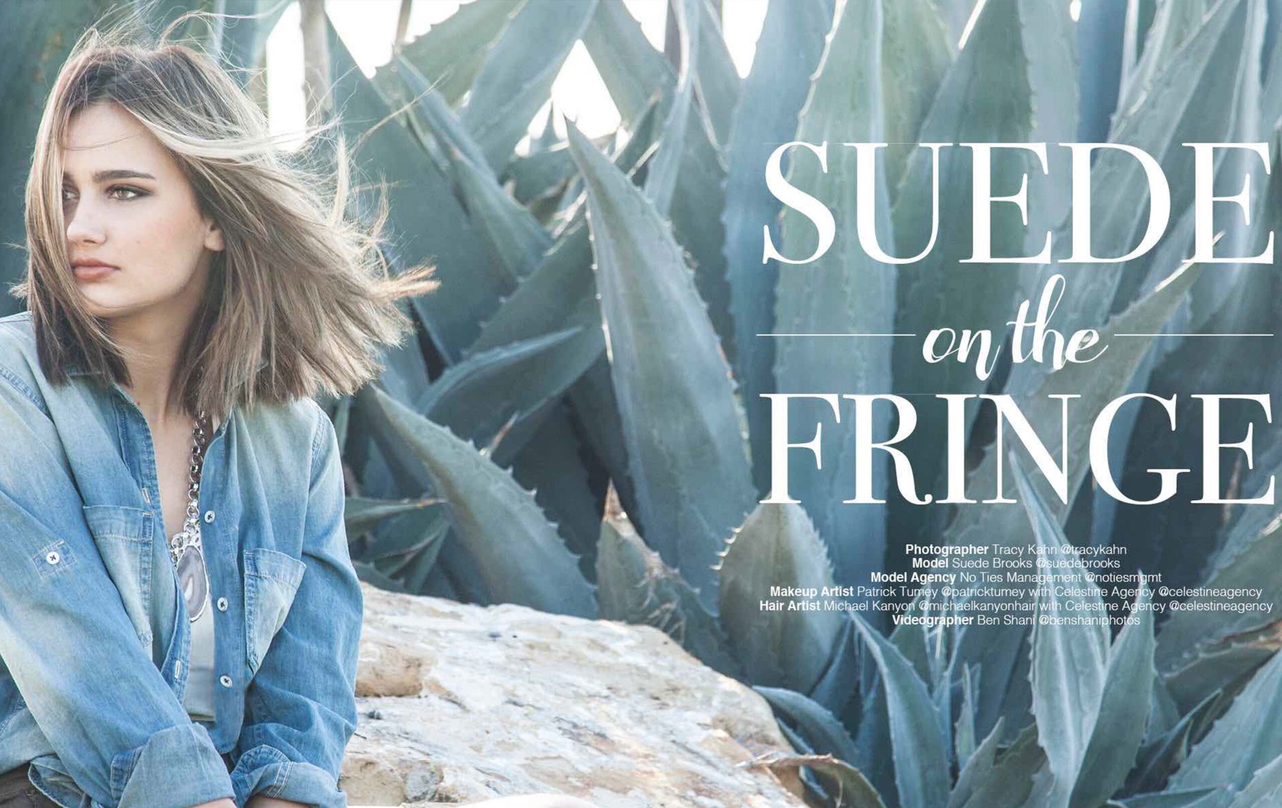 Suede Brooks on the Fringe denim model Lefair Magazine 2016