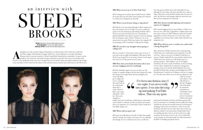 Suede Brooks model Lefair Magazine 2016