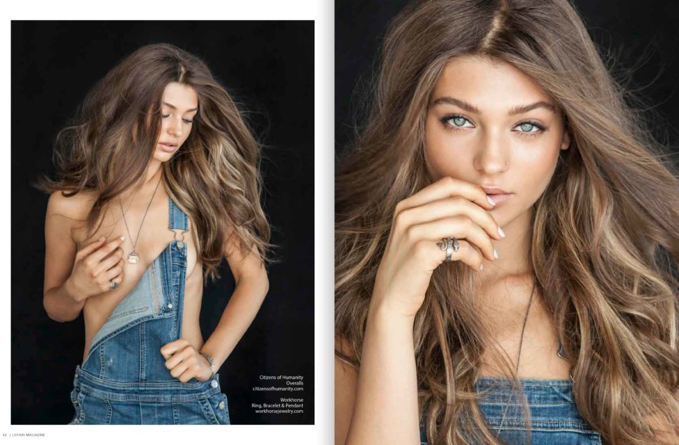 Magdalena Zalejska model worn in worn out denim overalls Lefair Magazine 2016